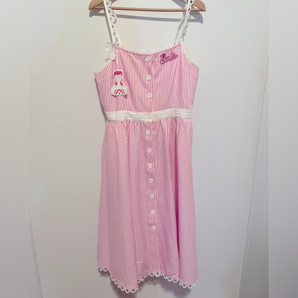 Barbie unique vintage pink and white piper dress xl